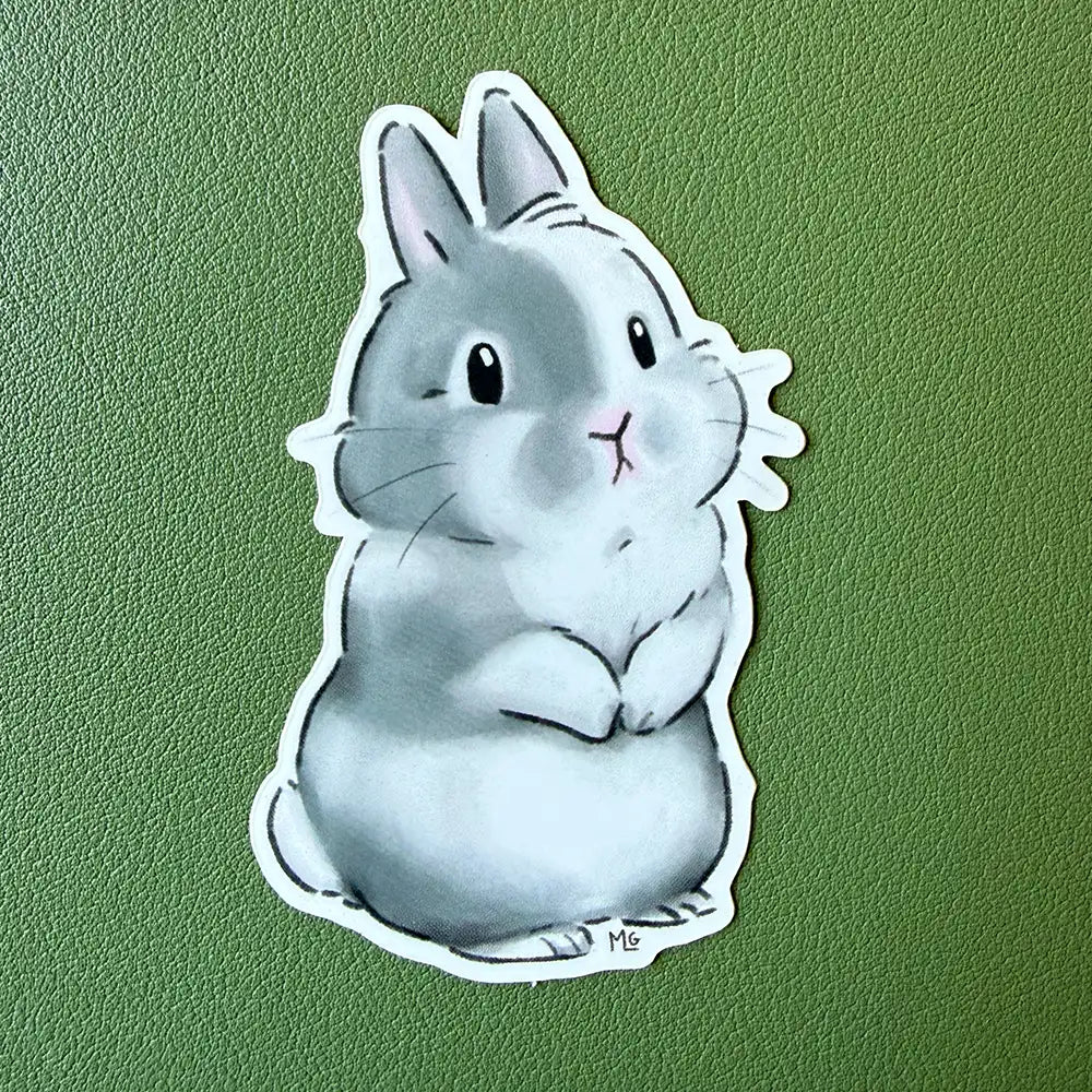 sticker lapin mignon gris et blanc
