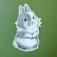 sticker lapin mignon gris et blanc