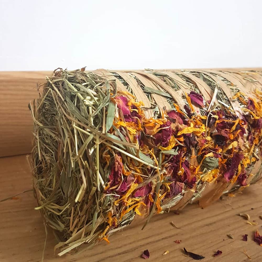 Bûche foin et fleurs pour lapin - Le meilleur pour mon lapin